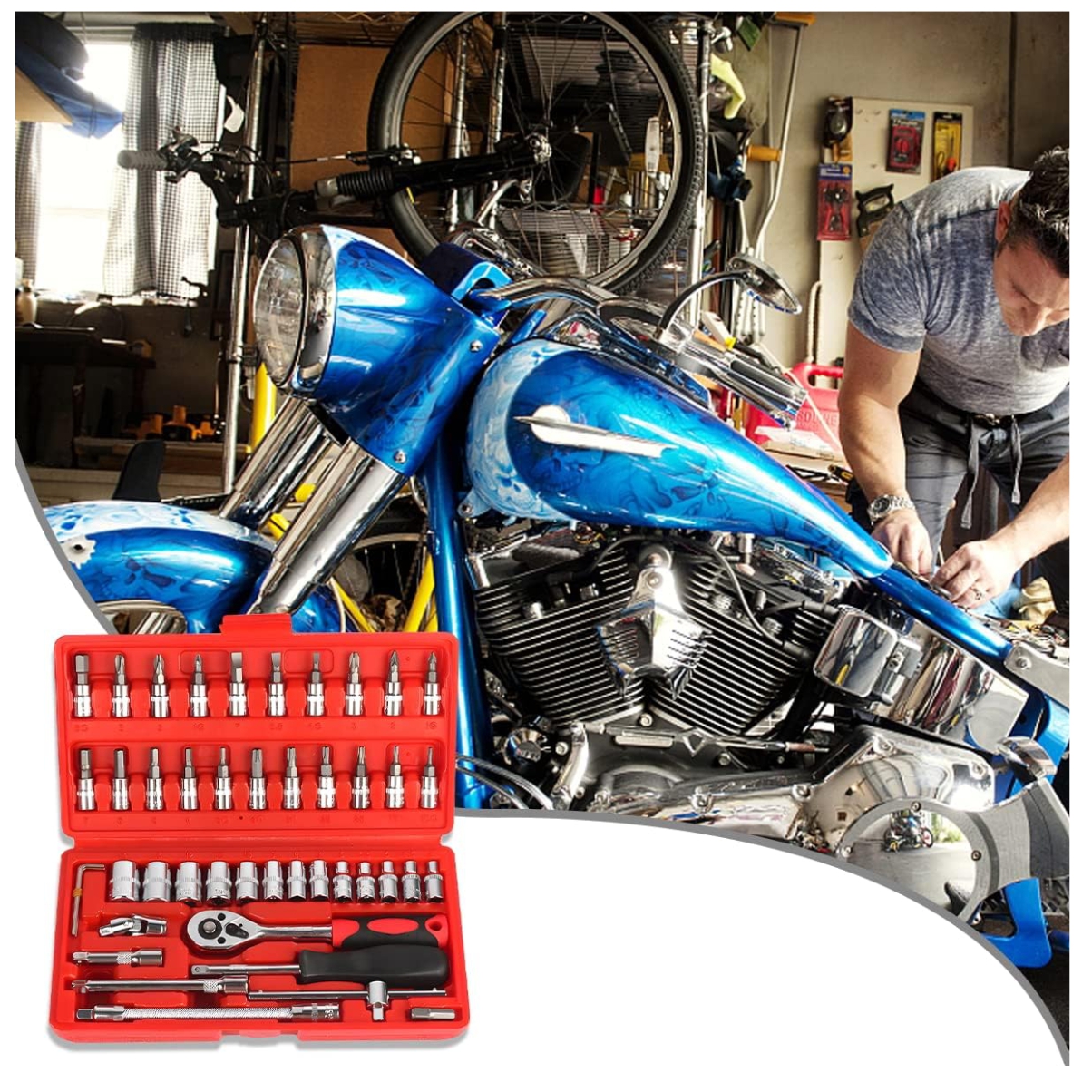 Juego herramientas 46pcs Ratchet estuche